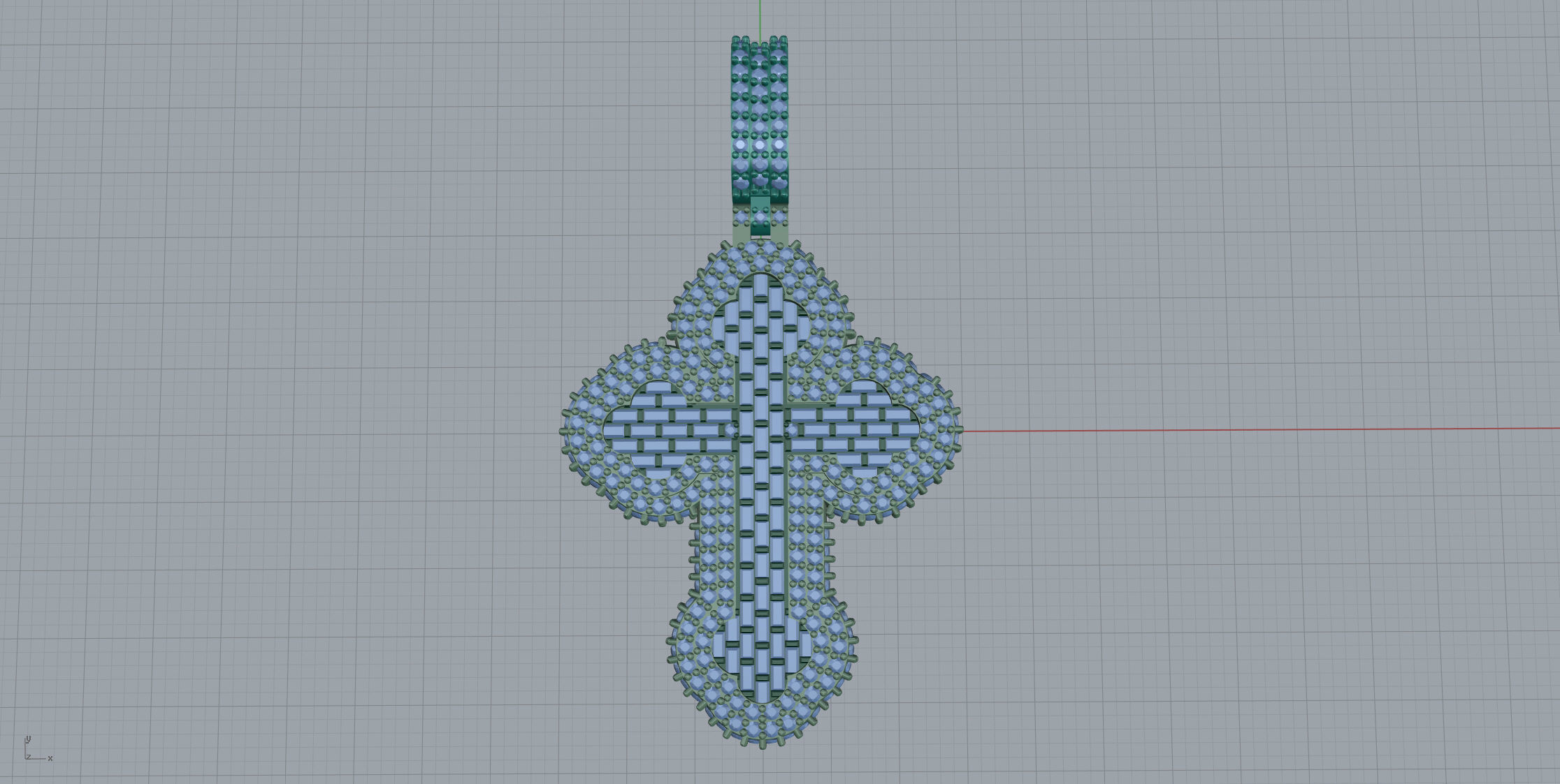 Cros Pendant with baguetes 3D print model_11