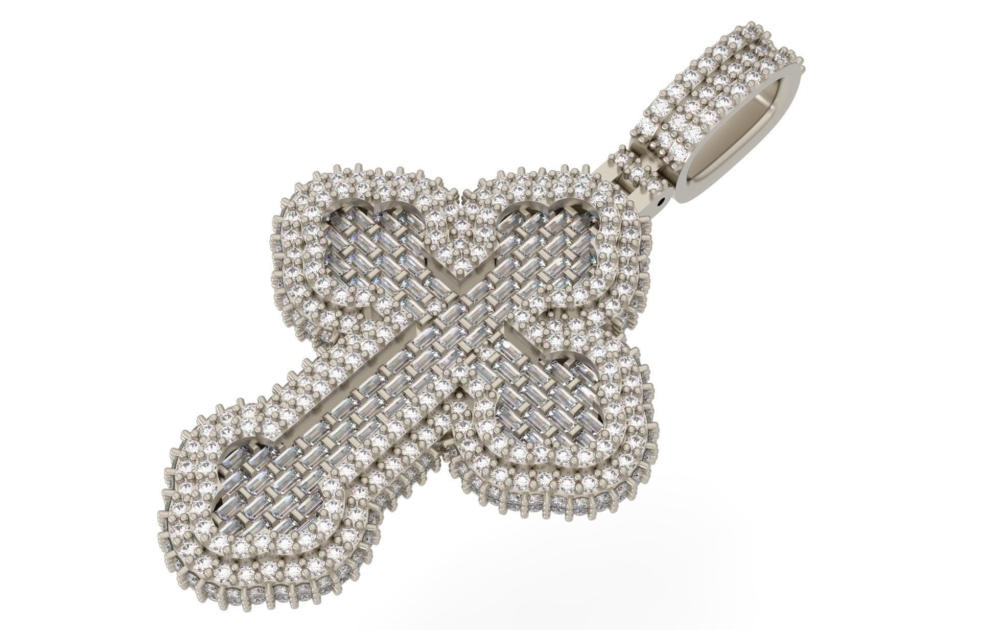Cros Pendant with baguetes 3D print model_5