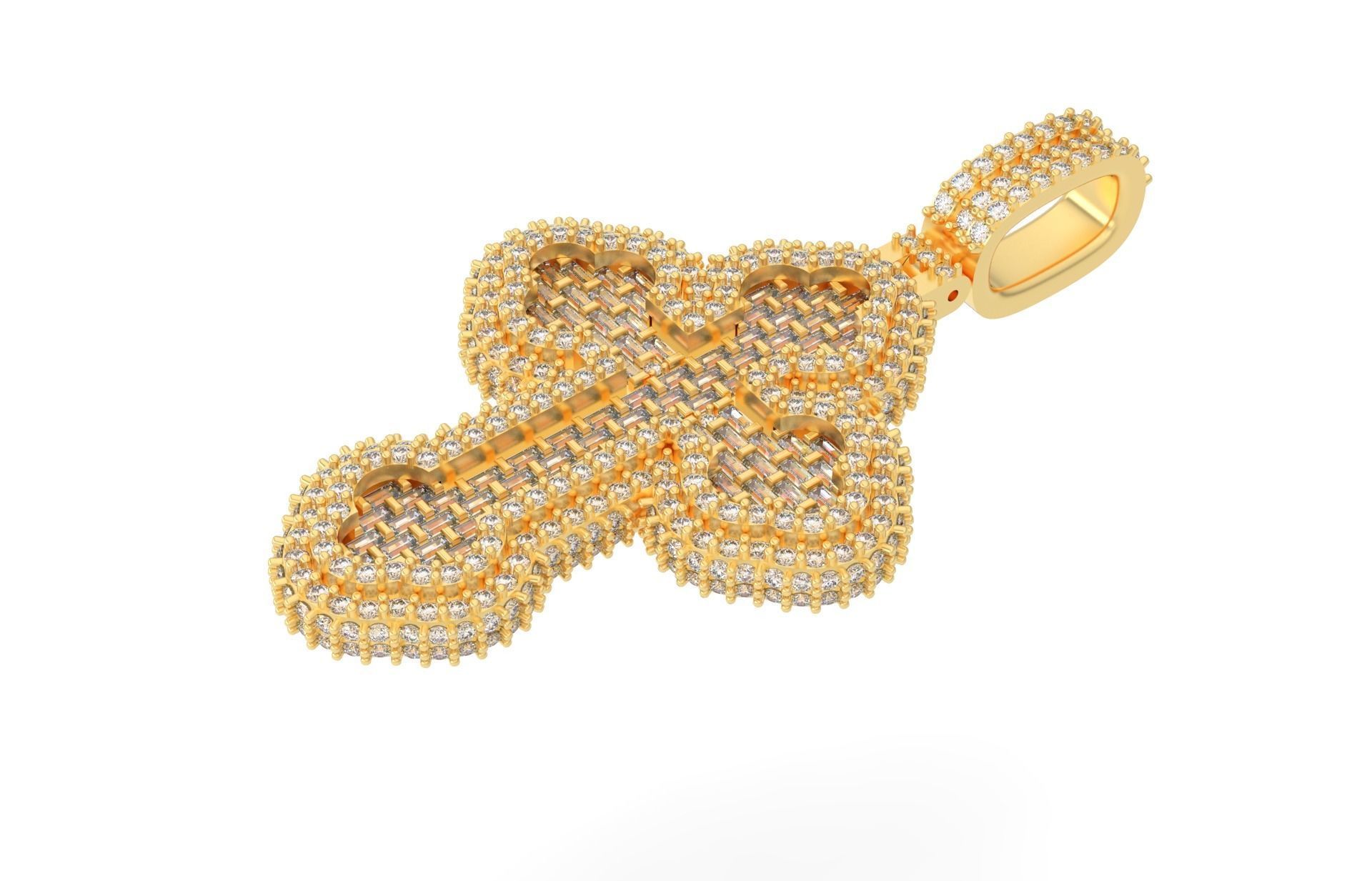 Cros Pendant with baguetes 3D print model_2