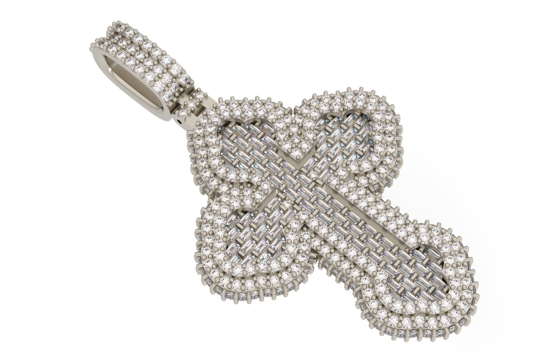 Cros Pendant with baguetes 3D print model_3