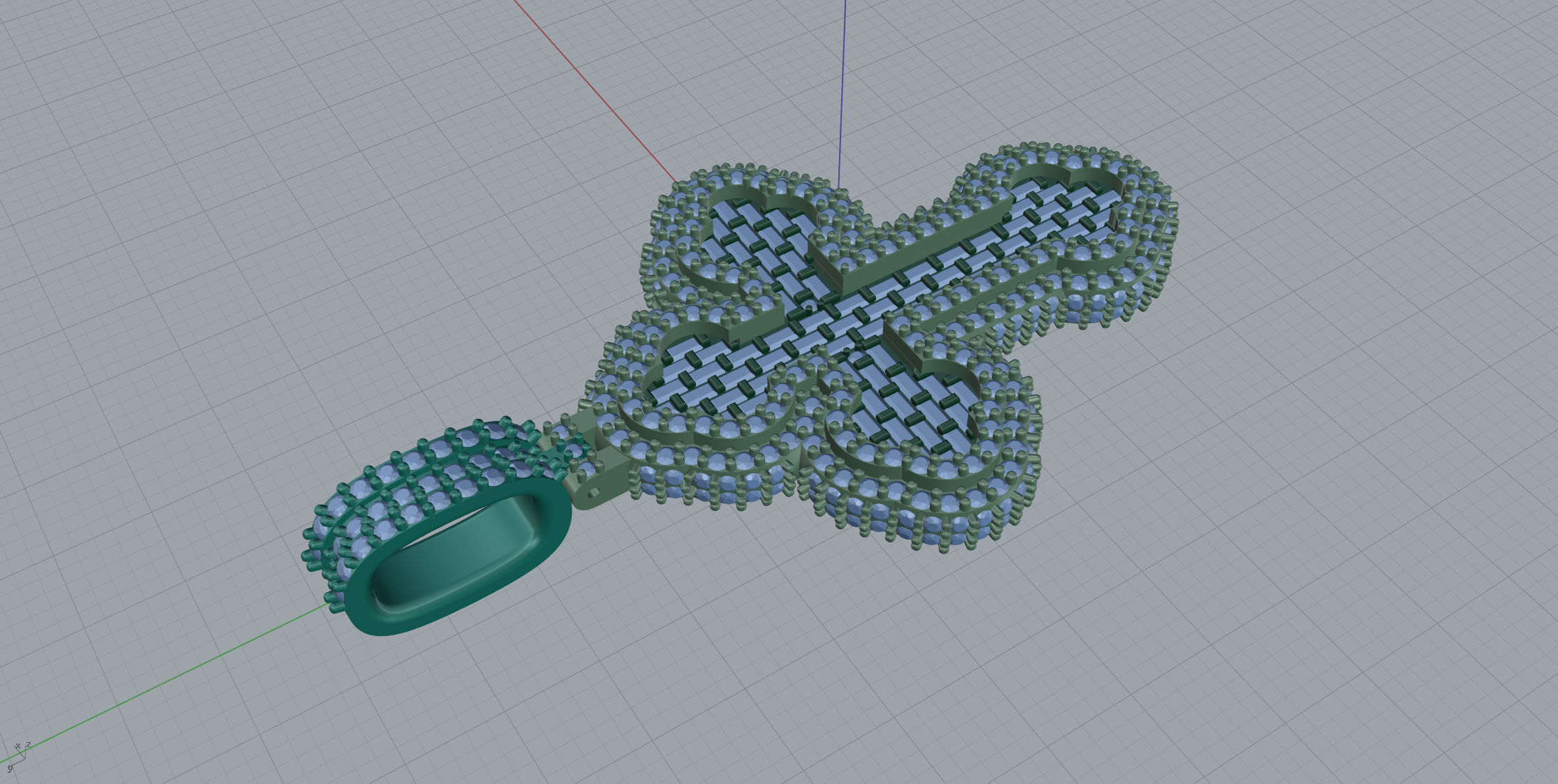 Cros Pendant with baguetes 3D print model_8