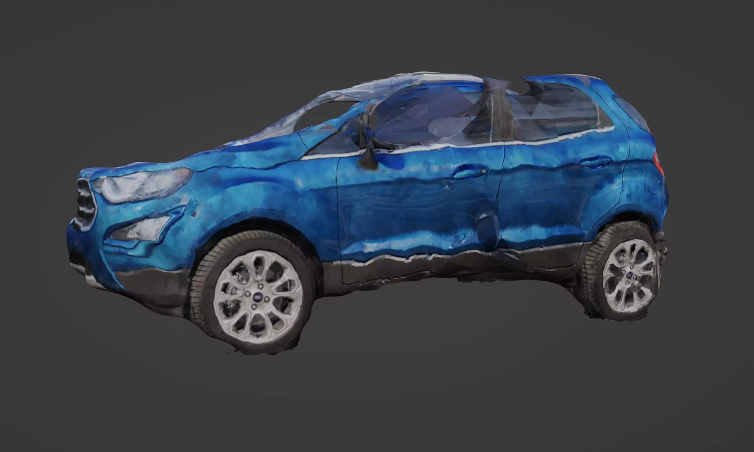 Damaged Small SUV 3D model_0