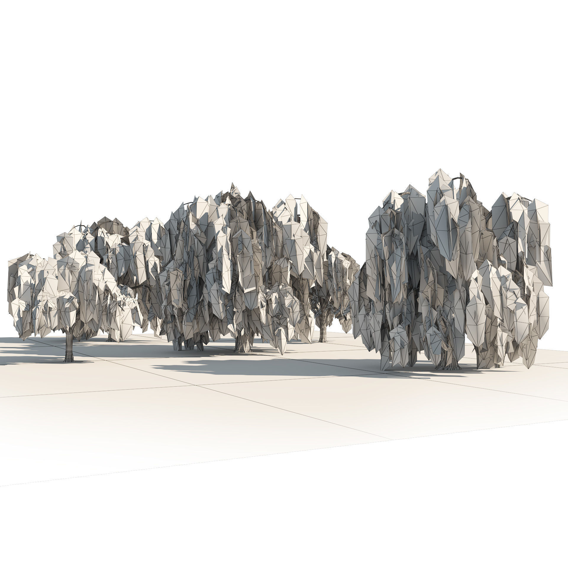 Summer and fall weeping willow trees Low-poly 3D model_6