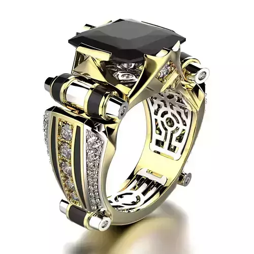 Jewelry Fashion Unisex Ring with Gem 0101 V1 3dm STL FBX 3D print model