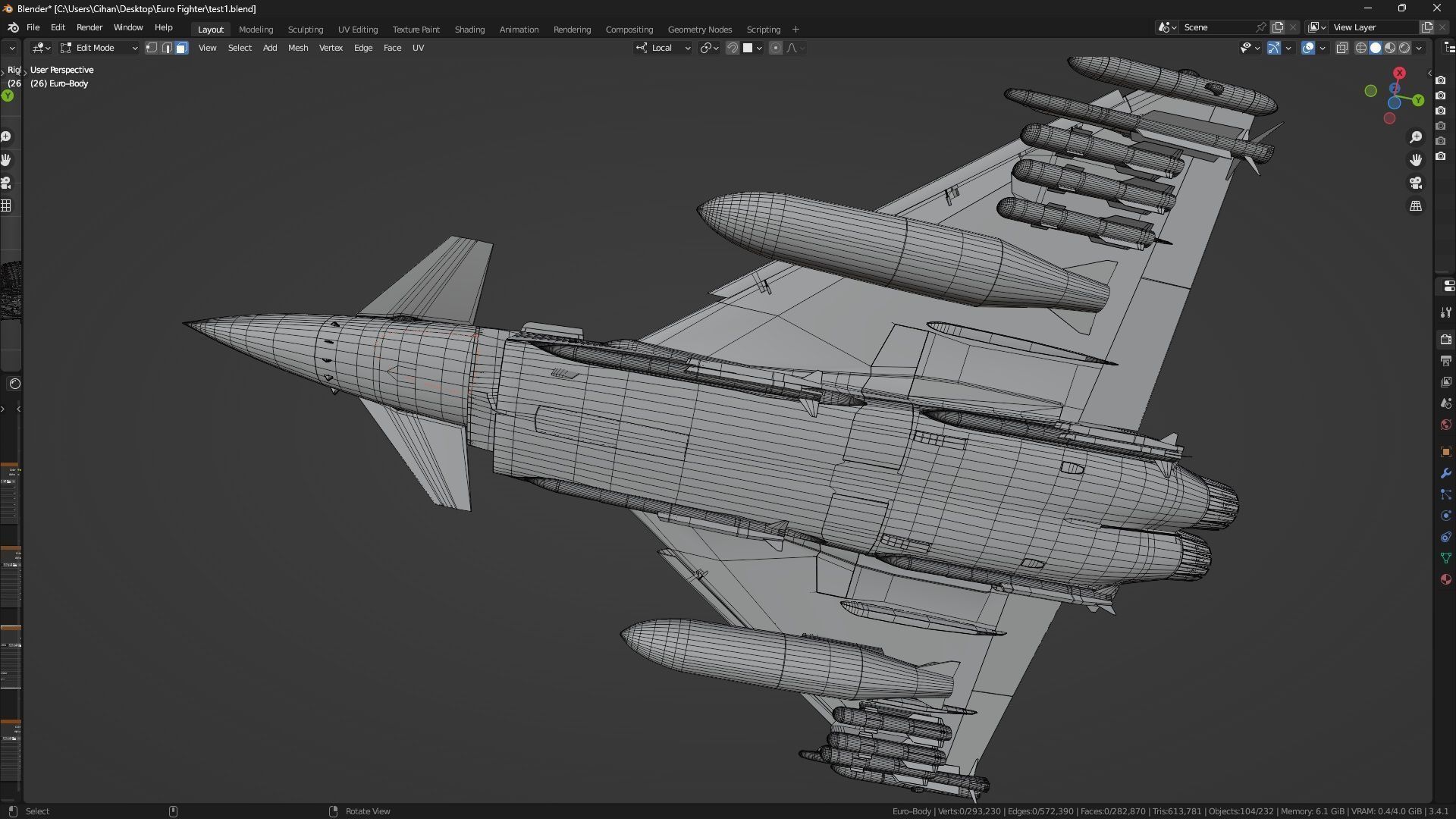 EuroFighter Typhoon - Fully Rigged- high resolution textures  Low-poly 3D model_30