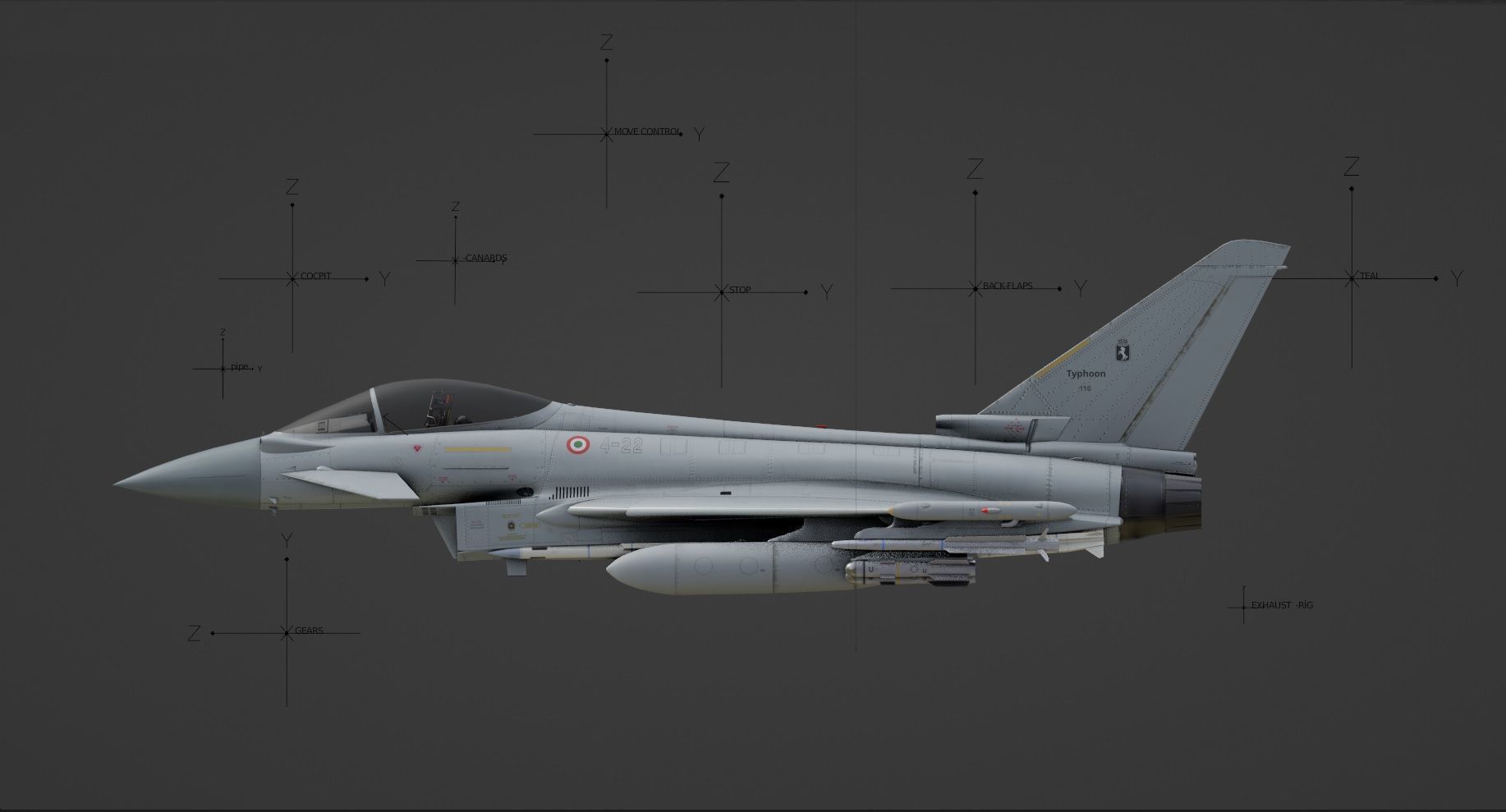 EuroFighter Typhoon - Fully Rigged- high resolution textures  Low-poly 3D model_28