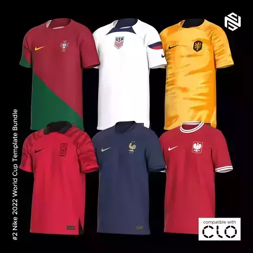 Nike 2022-2023 WC Football Shirt Templates for CLO3D