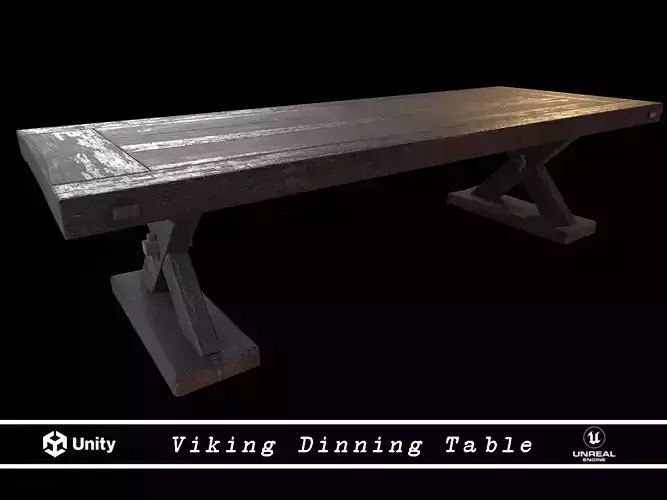 Medieval Old Wooden Viking Dinning Table