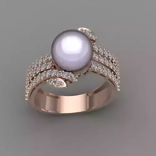 Rose Gold Women Diamond Ring 3D print model