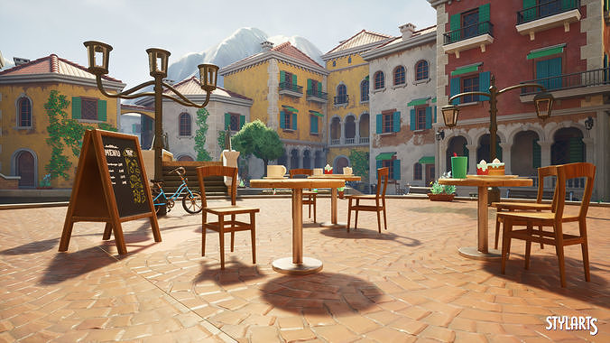 Stylized Italian Town Low-poly 3D model 4