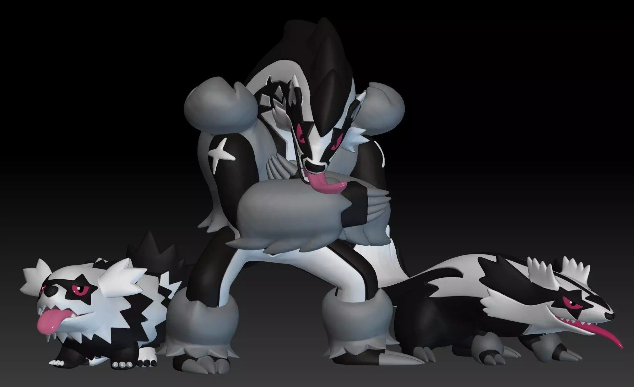 Pokemon Galarian Zigzagoon Linoone Obstagoon 3D model 3D printable