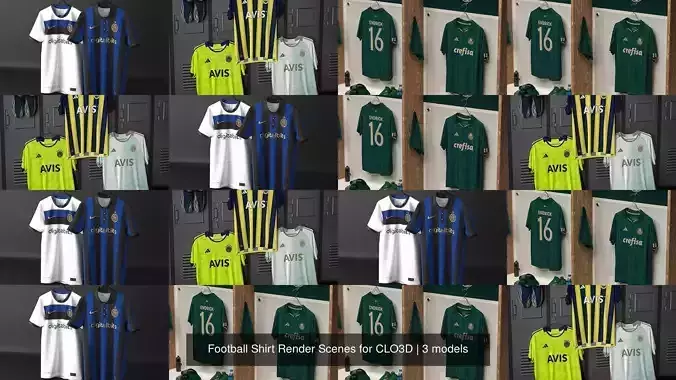 Football Shirt Render Scenes for CLO3D 3D Model Collection