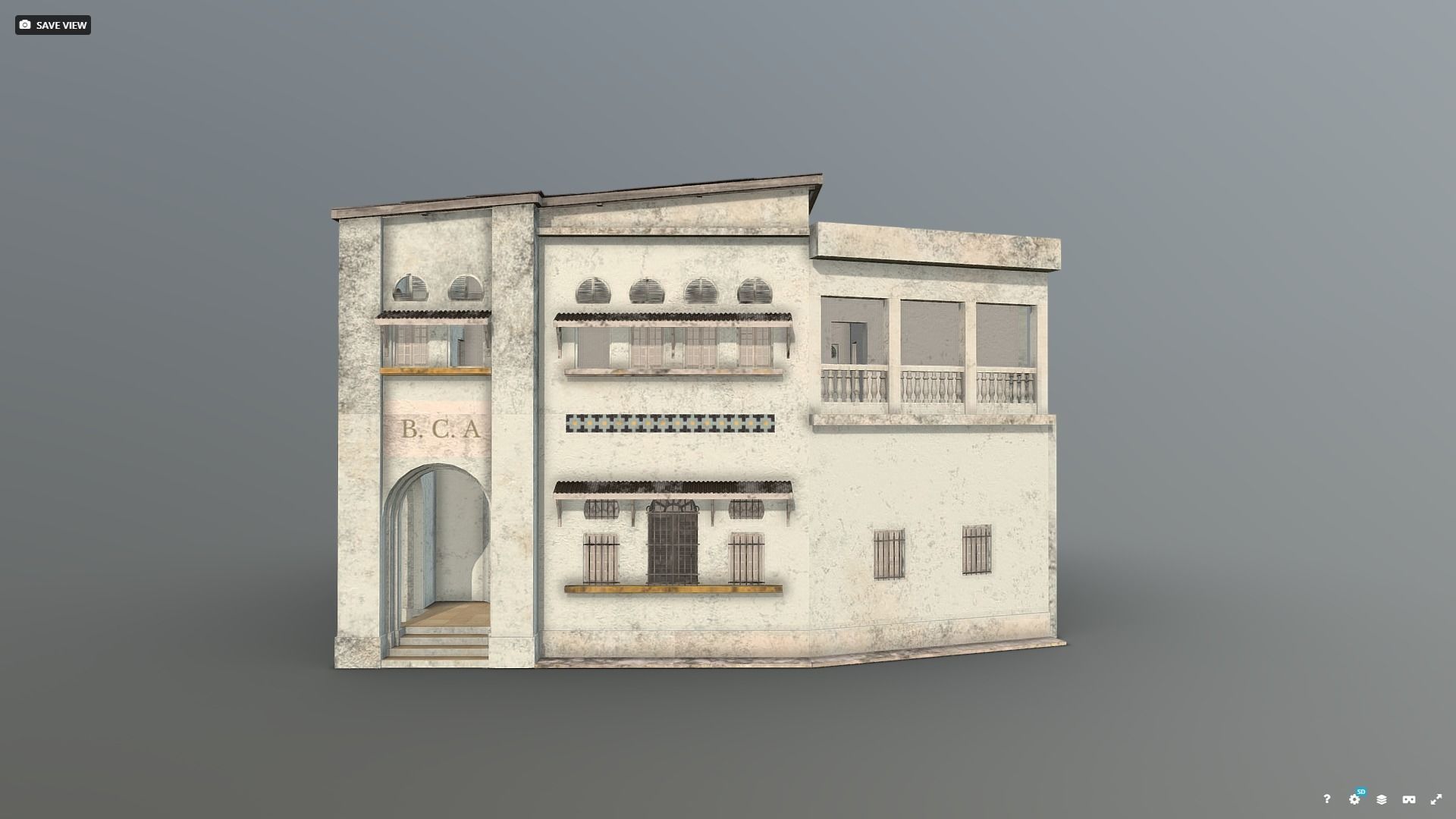 Colonial Building 3D model_1