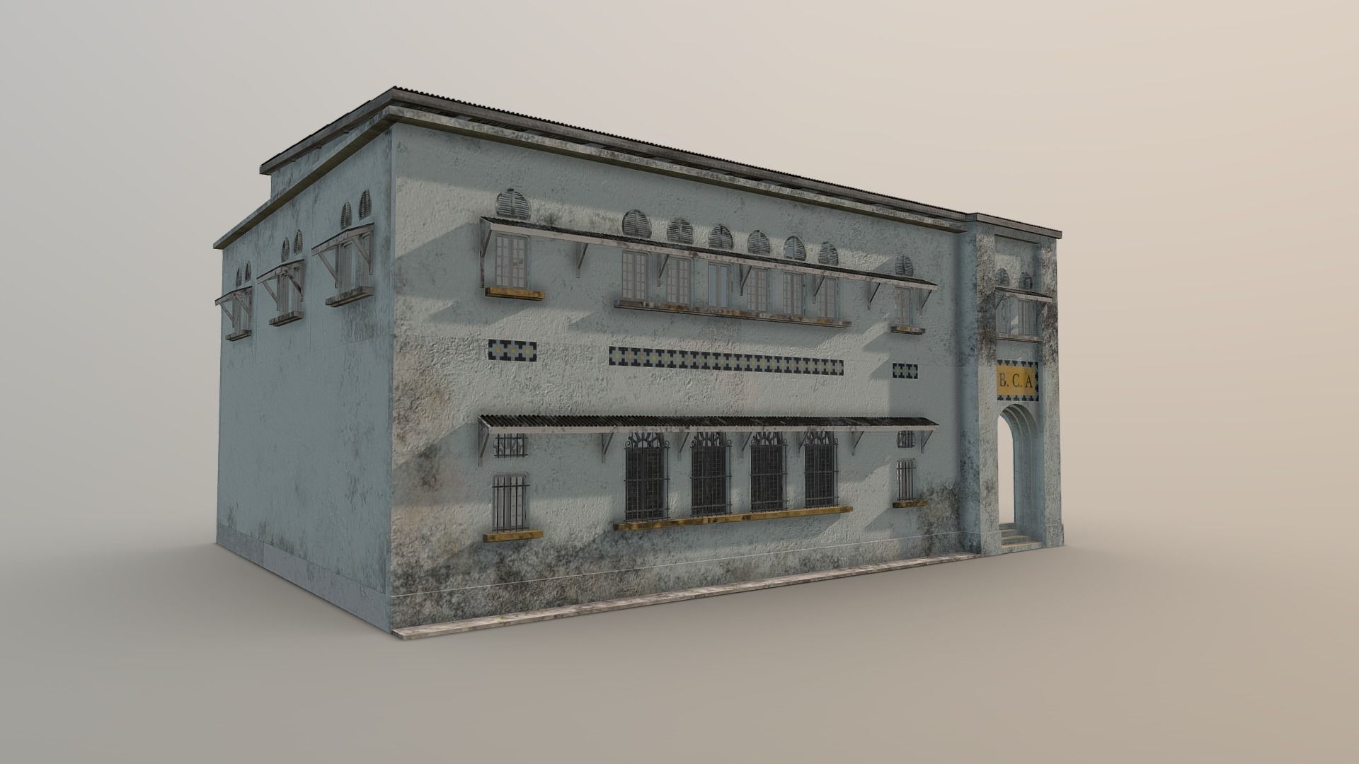 Colonial Building 3D model_2