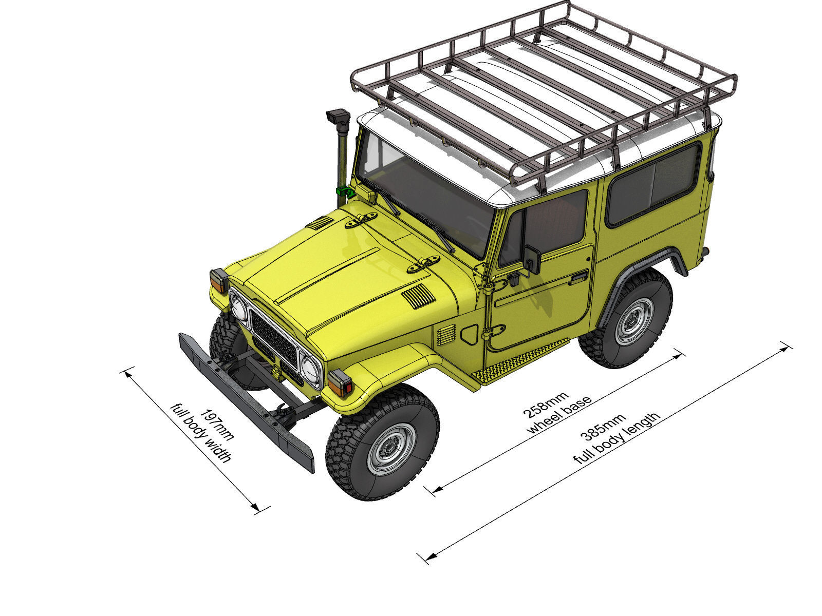 TOYOTA LAND CRUISER FJ40 SHORT WHEEL BASE RC BODY STL FILE  3D print model_2