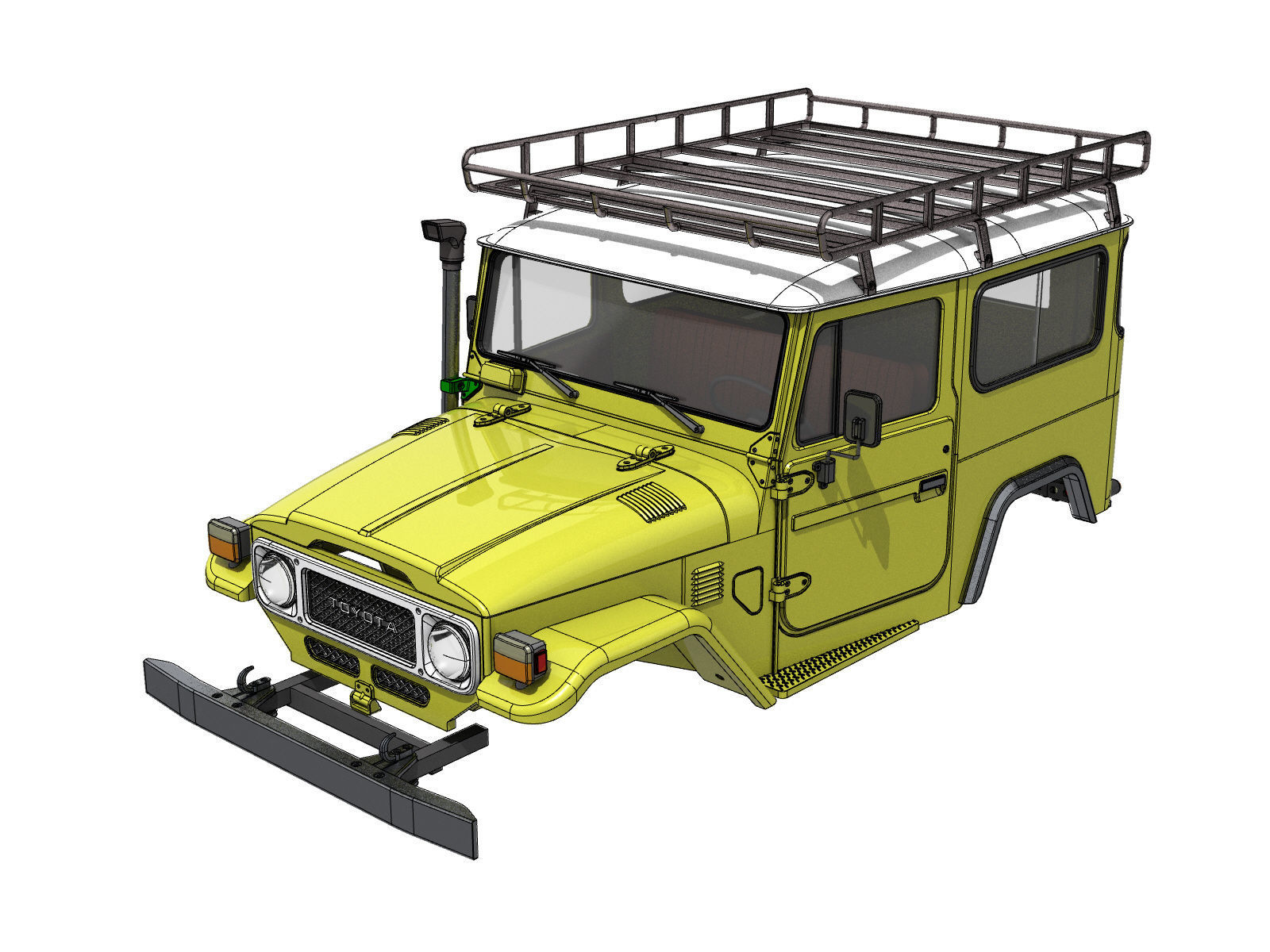 TOYOTA LAND CRUISER FJ40 SHORT WHEEL BASE RC BODY STL FILE  3D print model_8