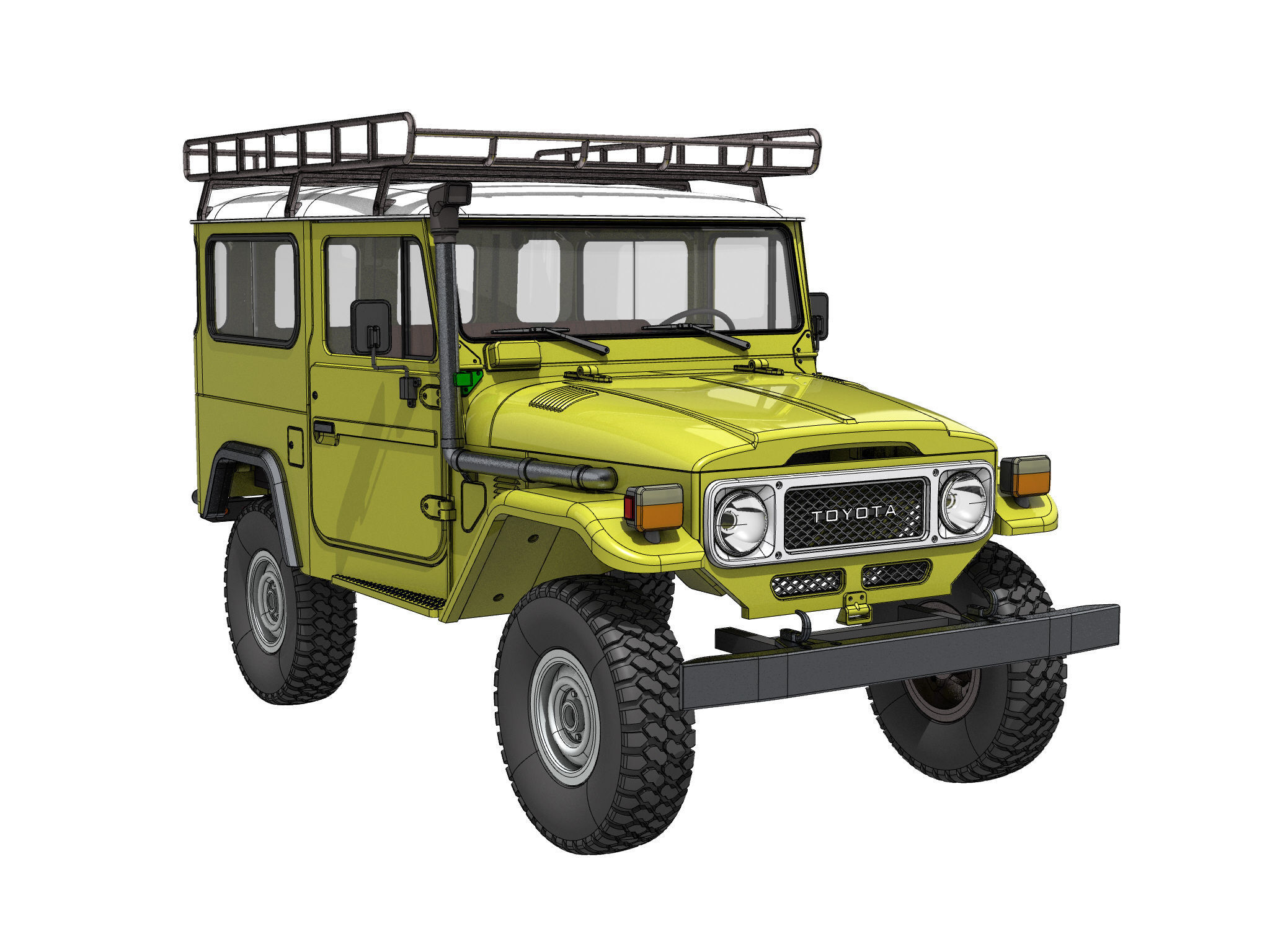 TOYOTA LAND CRUISER FJ40 SHORT WHEEL BASE RC BODY STL FILE  3D print model_13