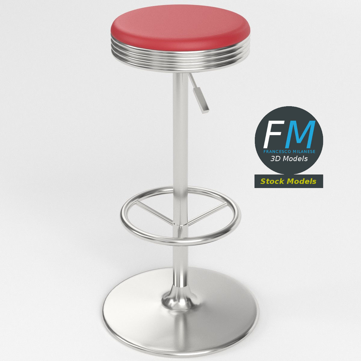 Diner stool 1 3D model_2