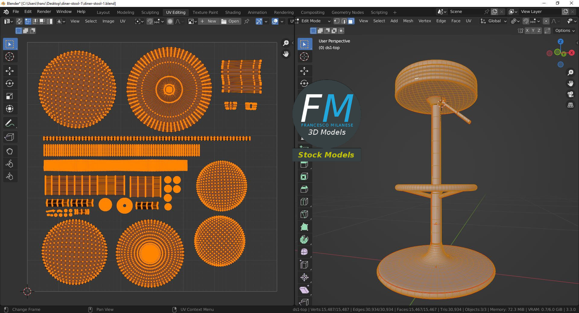 Diner stool 1 3D model_10
