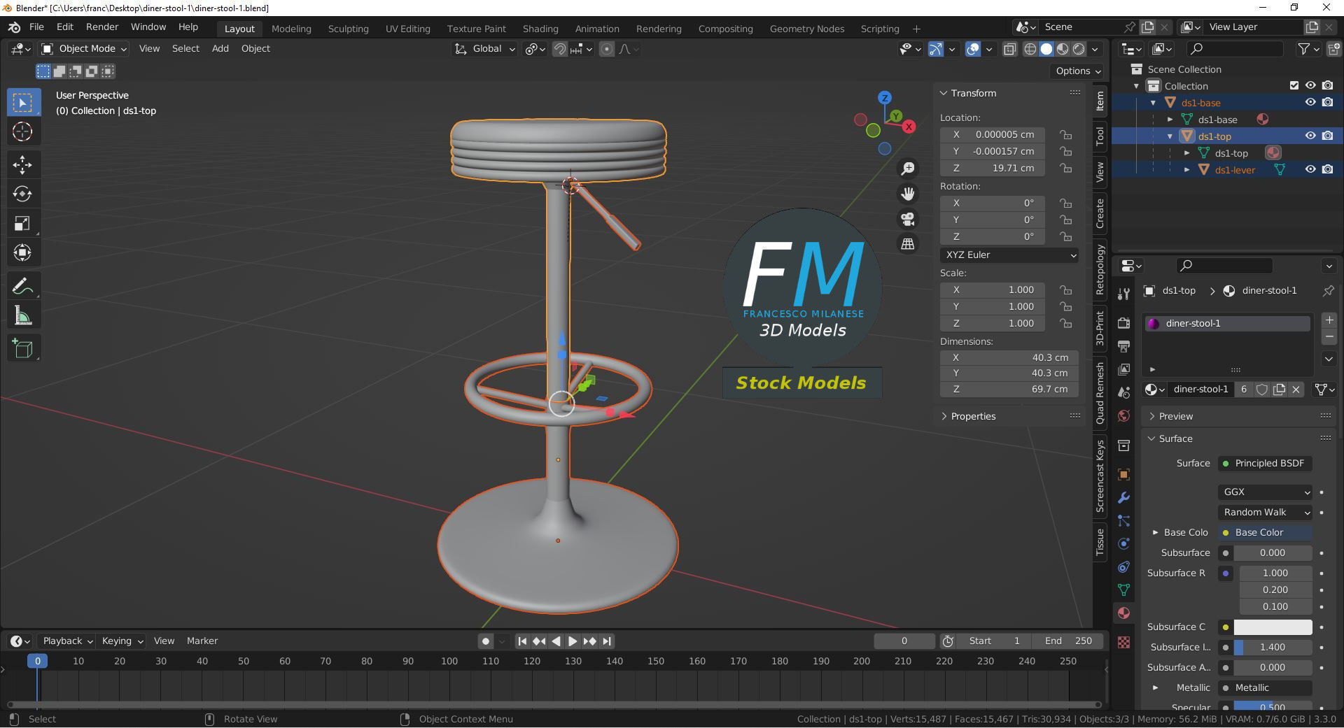Diner stool 1 3D model_9