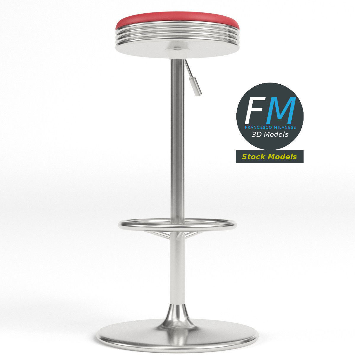 Diner stool 1 3D model_4