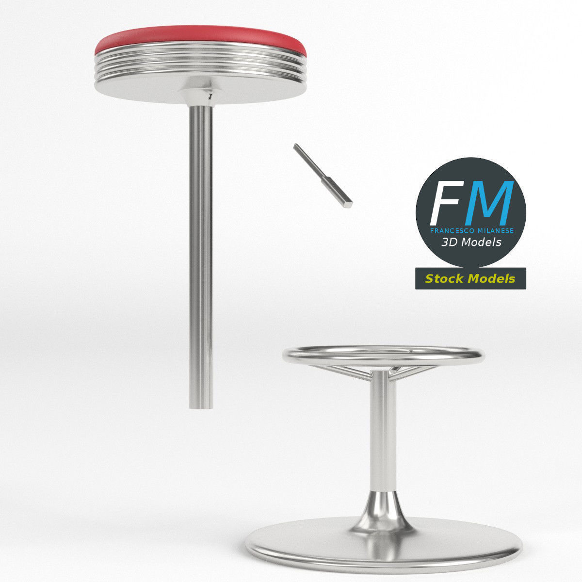 Diner stool 1 3D model_3