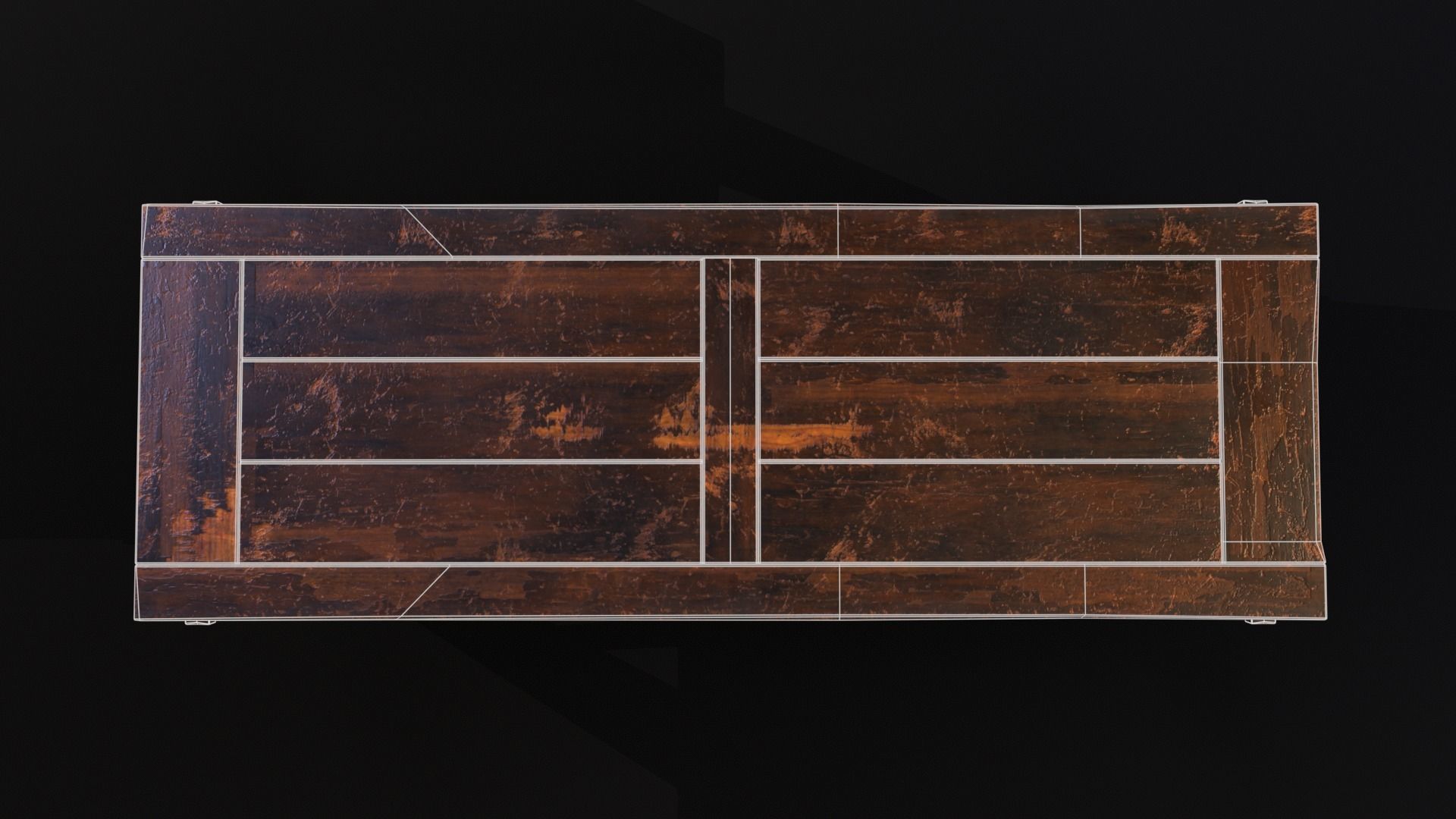 Old Medieval Wooden Dinning Table  Low-poly 3D model_24