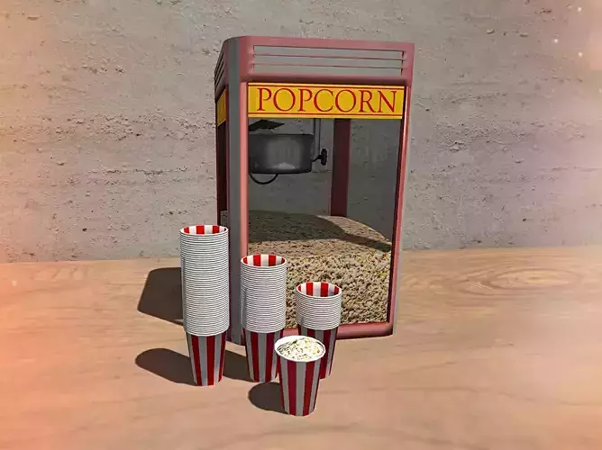 Old Popcorn Machine Low-poly 3D model