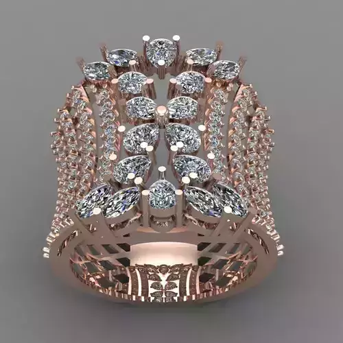 Rose Gold Women Diamond Ring 3D print model