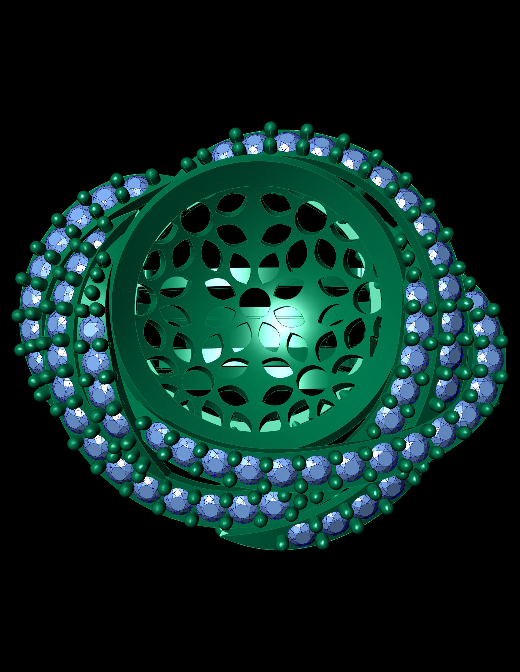 Pearl And Diamond Ring 3D Print Model 3D print model_3