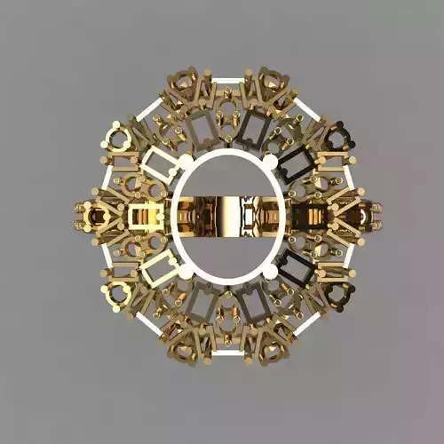 Oval Stone With Diamond Baguettes Women 3D Ring Model