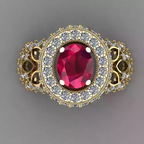 Ruby With Diamond Women 3D Ring Print Model