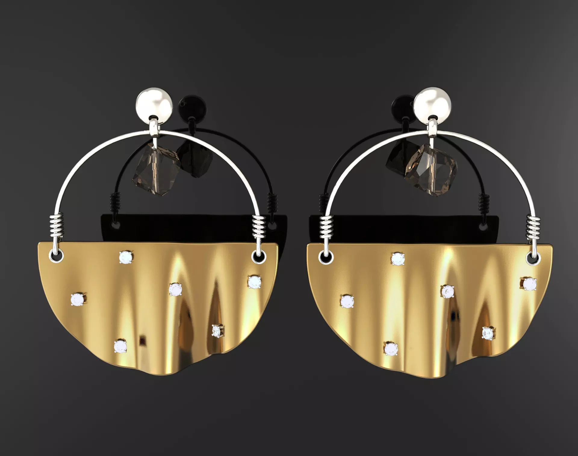 Earrings wave 3D model_0