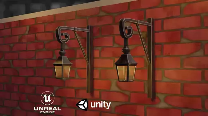 French Street Vintage or old Stylized light Game ready asset