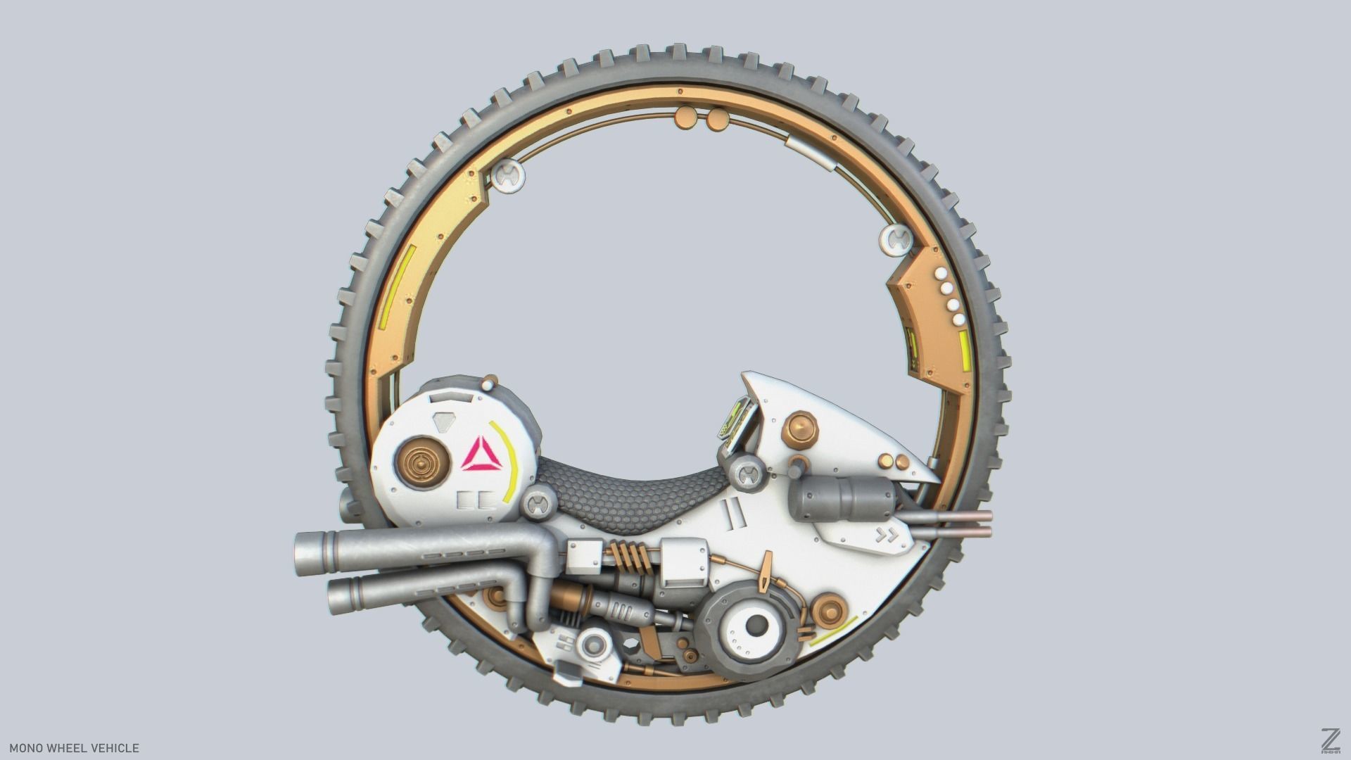 Mono wheel vehicle Low-poly 3D model_7