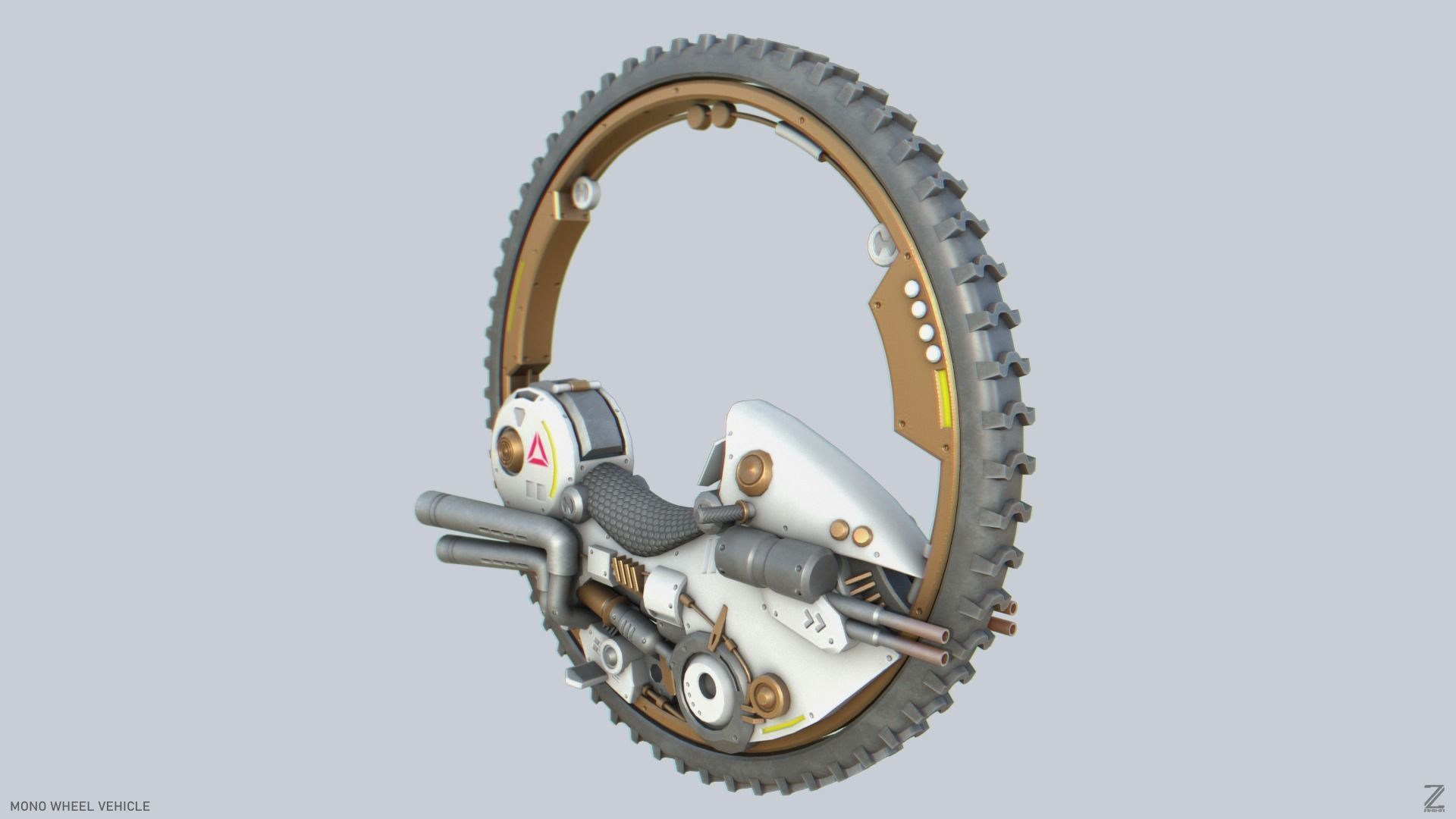 Mono wheel vehicle Low-poly 3D model_8
