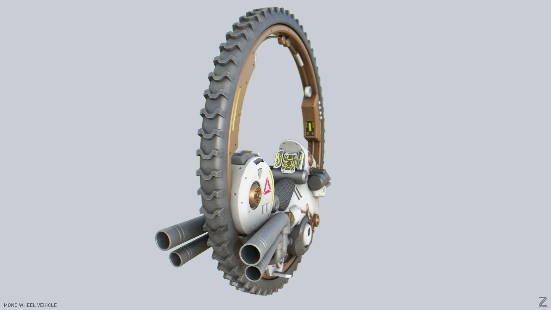 Mono wheel vehicle Low-poly 3D model_6