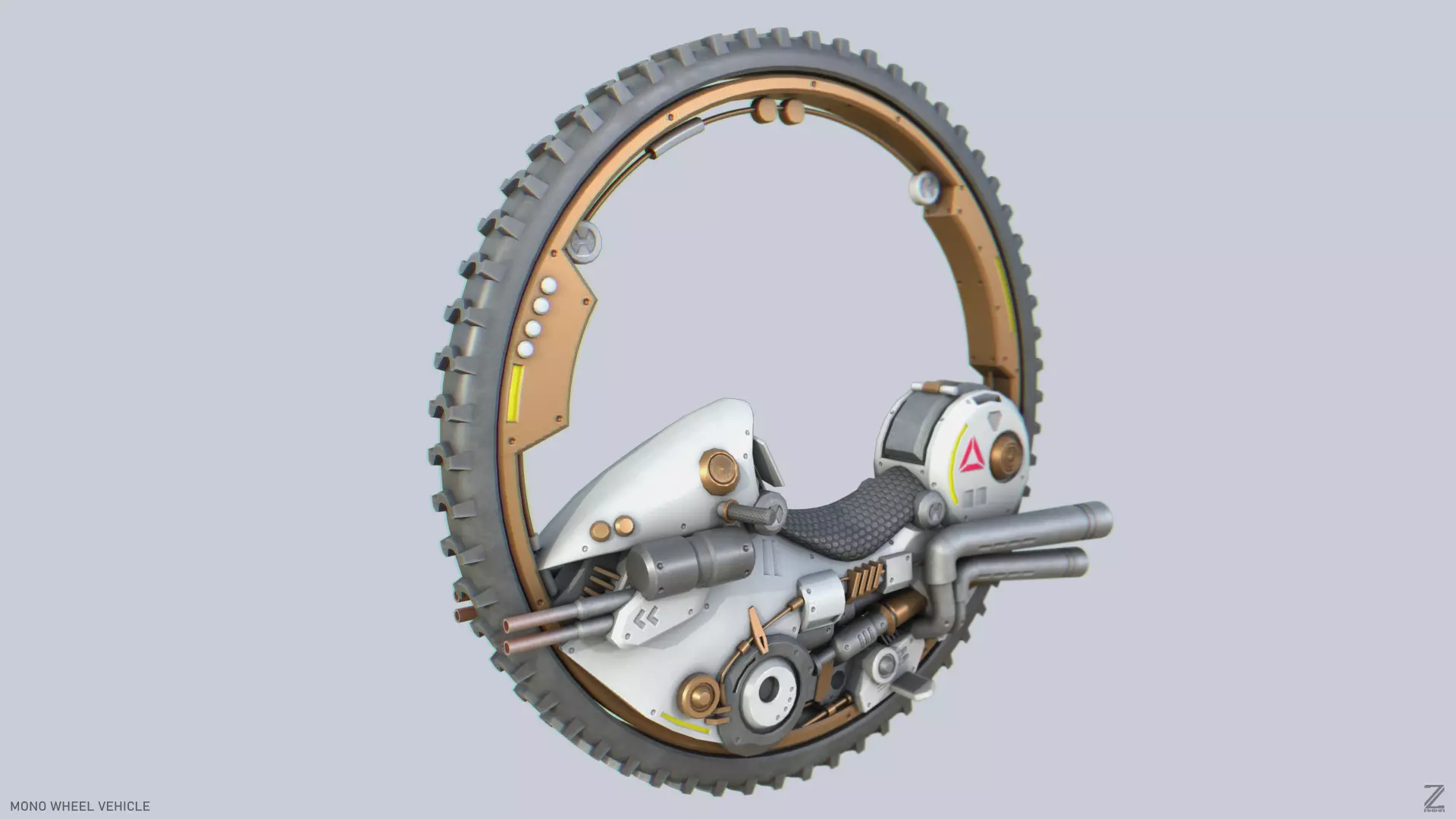 Mono wheel vehicle Low-poly 3D model_0