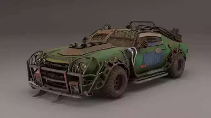 Post Apocalyptic 1970 Chevrolet Camaro Mid-Poly 3D model Low-poly 3D model