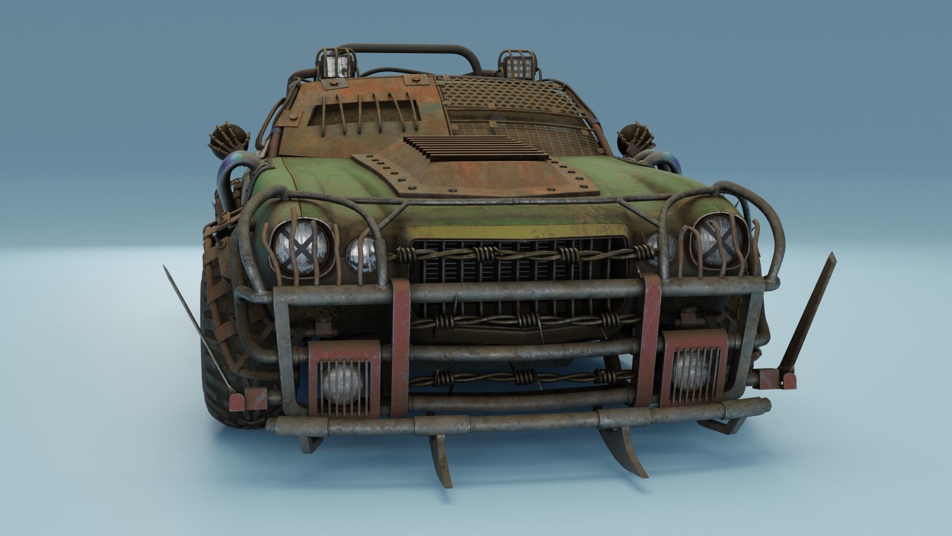 Post Apocalyptic 1970 Chevrolet Camaro Mid-Poly 3D model Low-poly 3D model_8