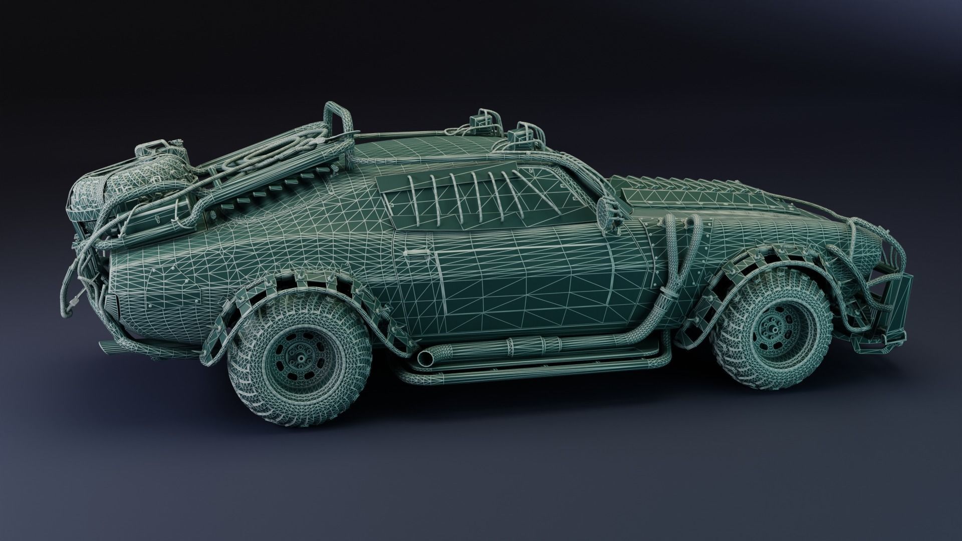 Post Apocalyptic 1970 Chevrolet Camaro Mid-Poly 3D model Low-poly 3D model_4