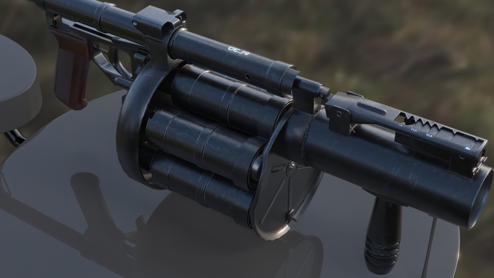 6G30 Grenade Launcher Low-poly 3D model_4