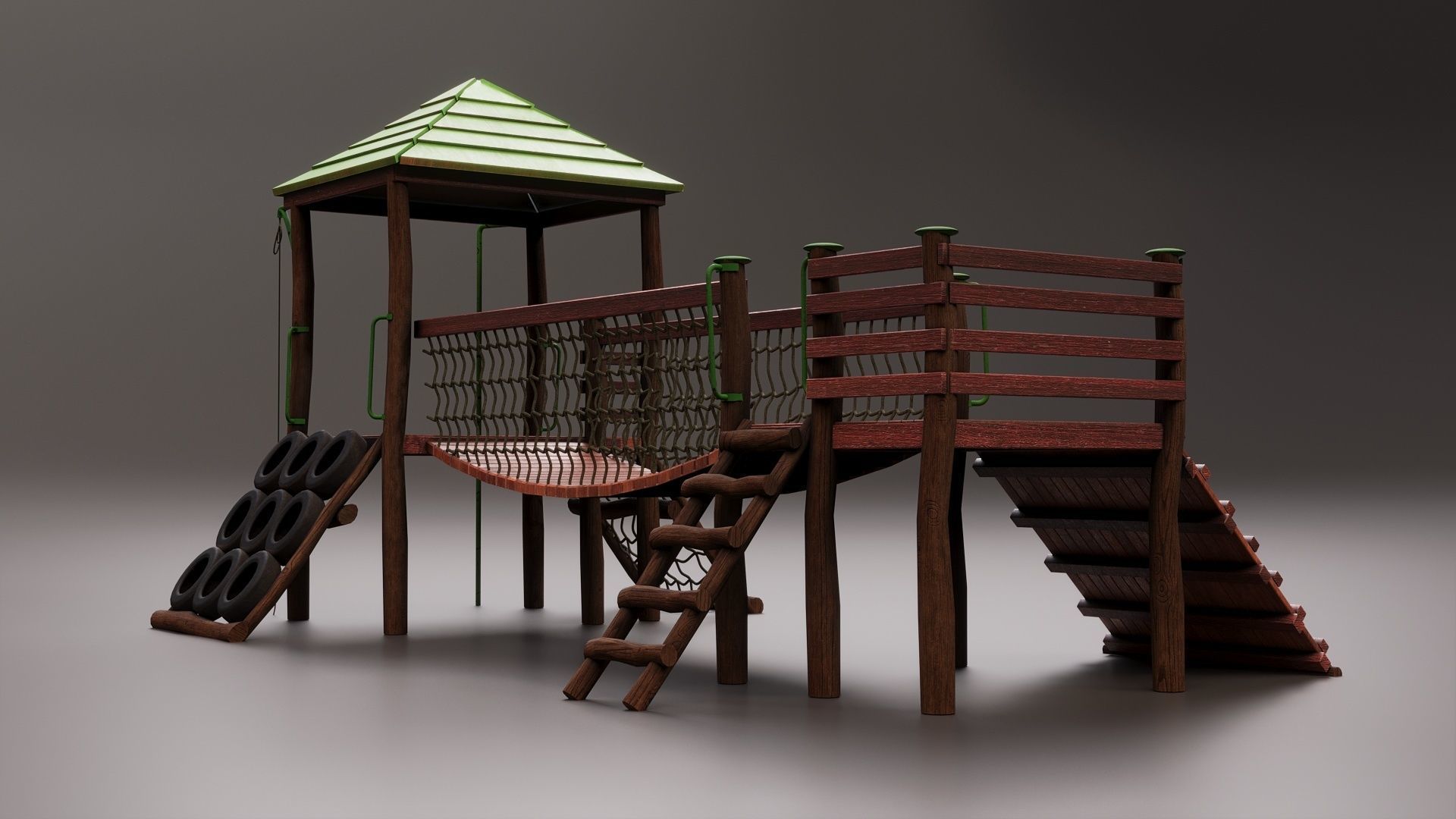 Realistic Outdoor Childrens Playground Set 3D 3D model_7