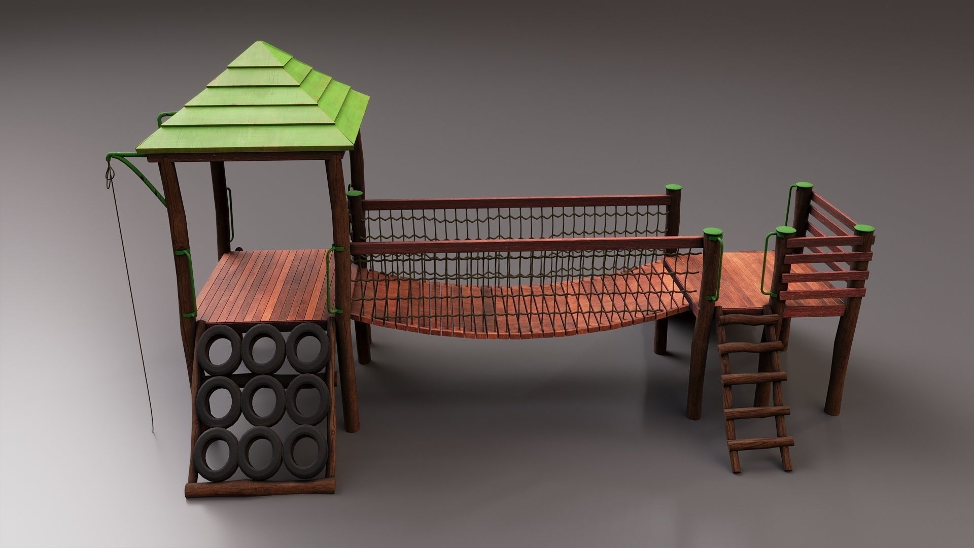 Realistic Outdoor Childrens Playground Set 3D 3D model_4