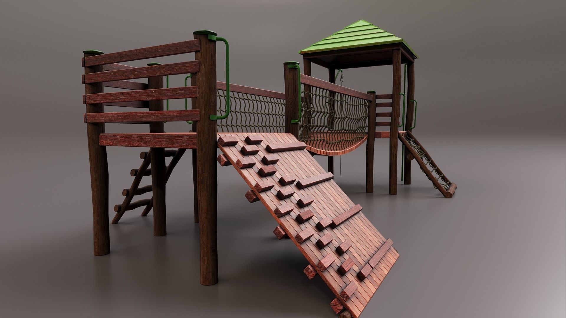 Realistic Outdoor Childrens Playground Set 3D 3D model_6