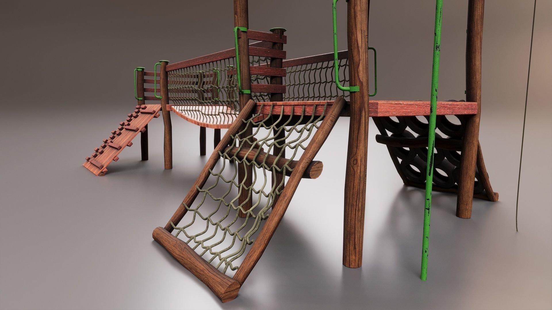 Realistic Outdoor Childrens Playground Set 3D 3D model_5