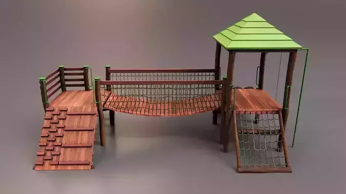 Realistic Outdoor Childrens Playground Set 3D