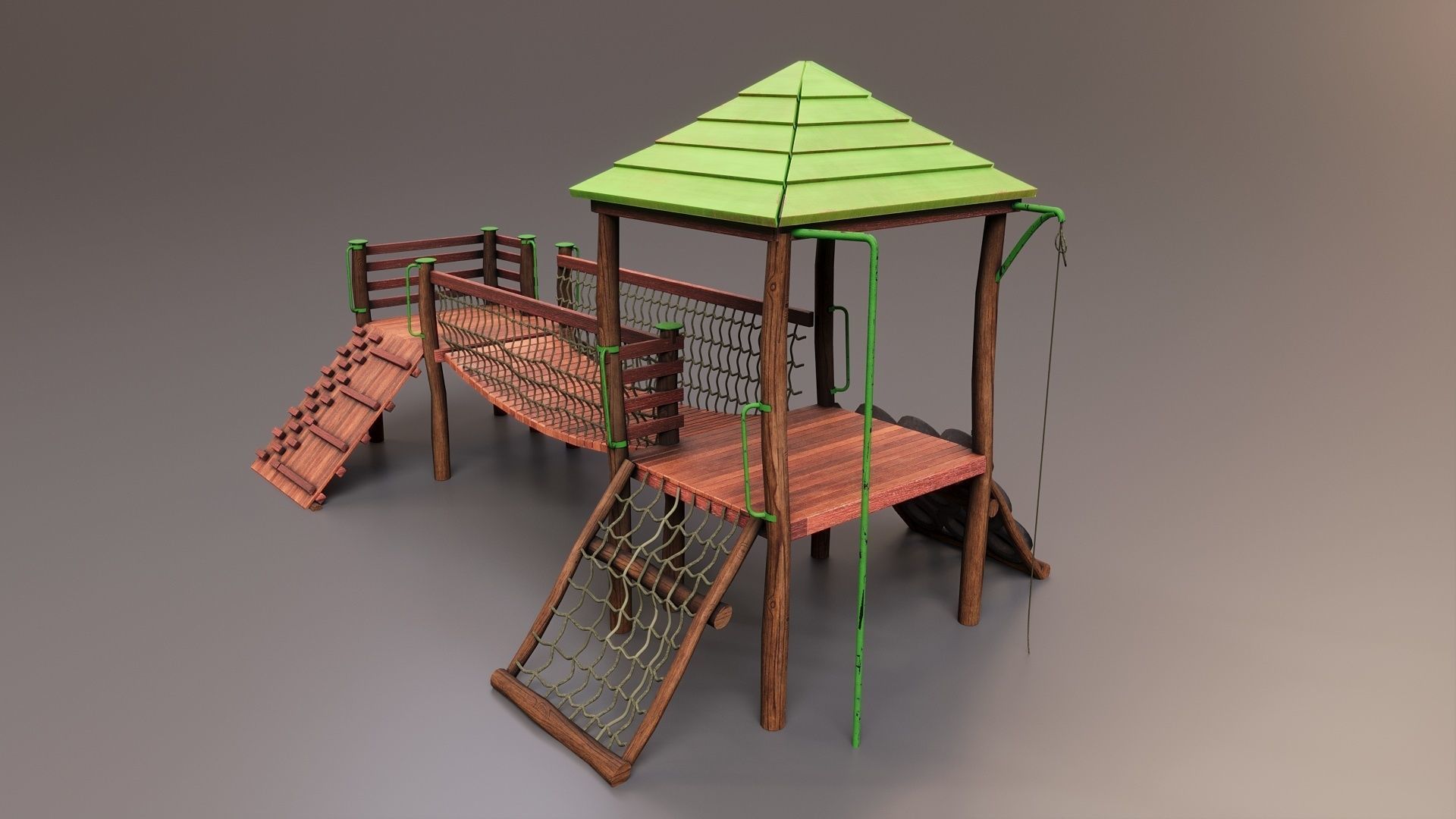 Realistic Outdoor Childrens Playground Set 3D 3D model_1