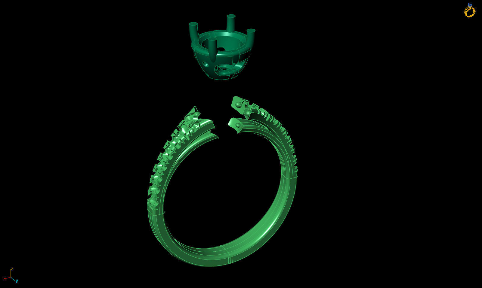 Split shank engagement ring R 0349 printable 3d model 3D print model_28