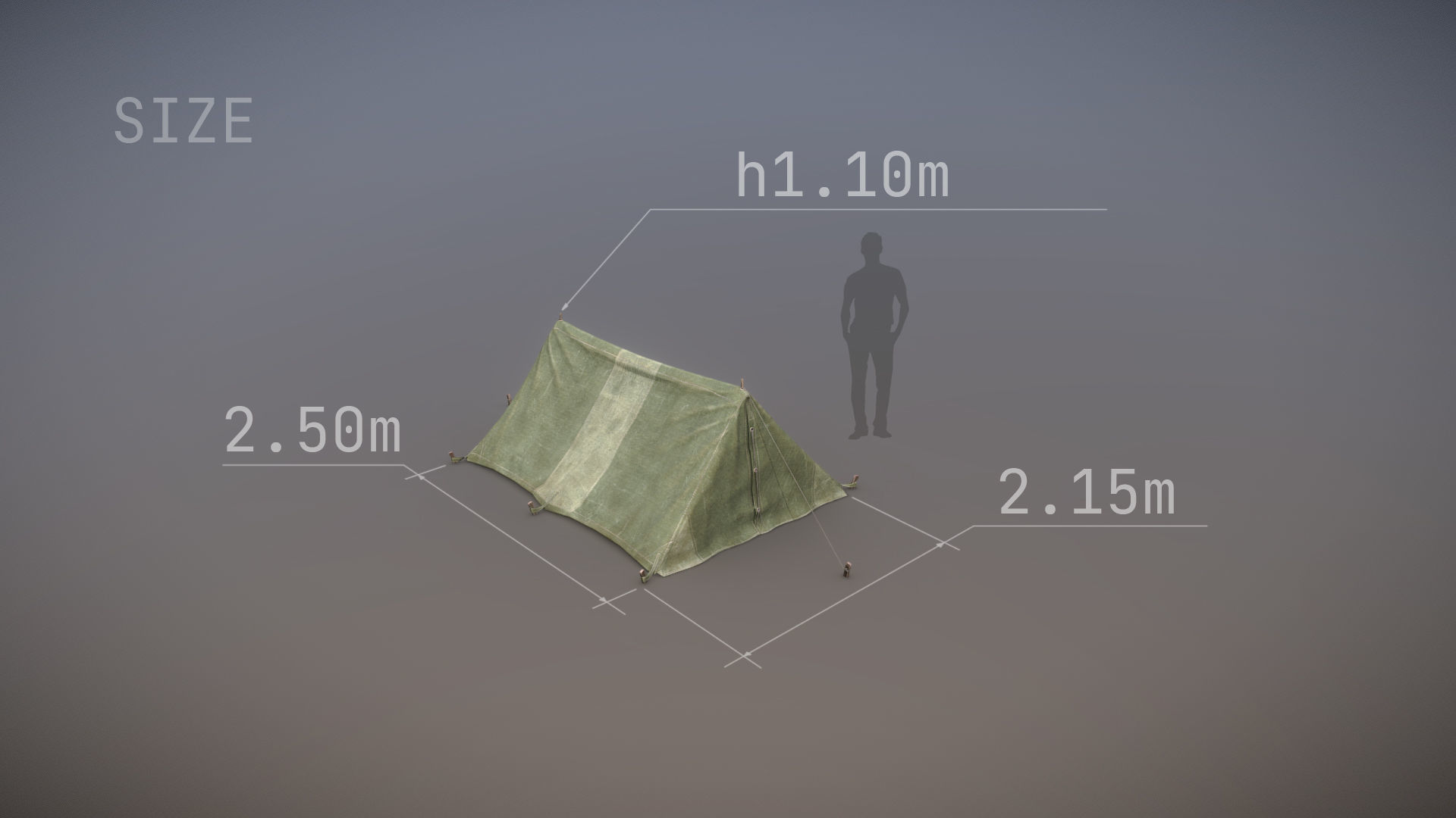 Military Tent WWII TwoSleeping close vr1 Low-poly 3D model_5